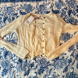 BDG Cream Button-Up Cardigan